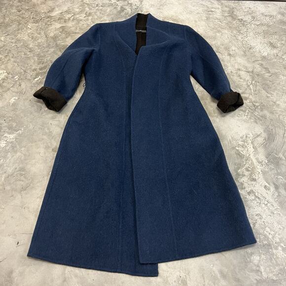 Peruvian Connection Long Cardigan Women Size 12 Blue Brown Alpaca Wool NICE